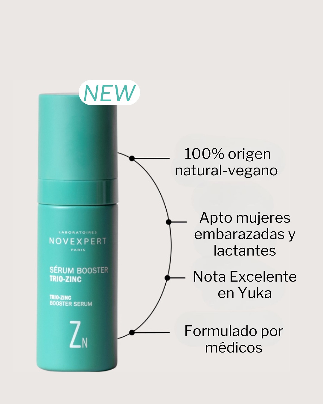 Novedad!!!Serum Booster Trio Zinc + Backuchiol de Novexpert 30ml.